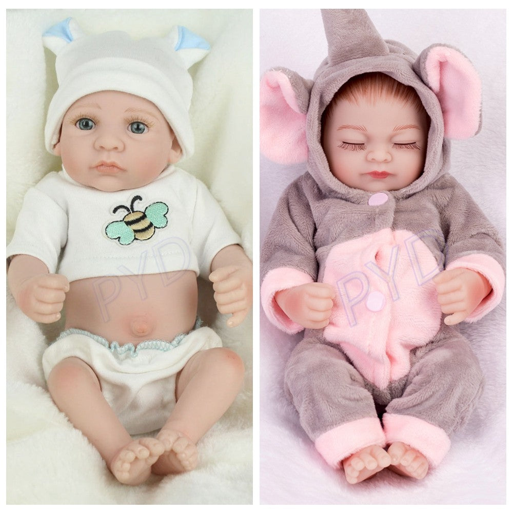 Full Body Vinyl Silicone Reborn Baby Doll Girl/Boy/Twins Mini Newborn Bath Dolls