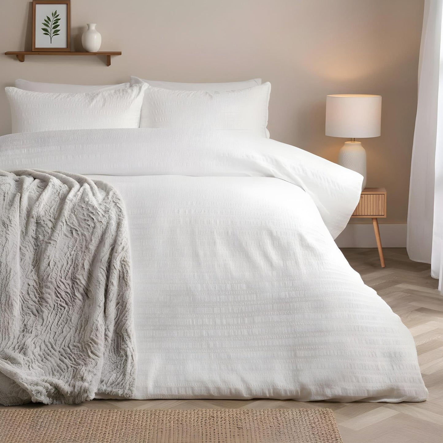 OHS Embossed Bedding Set Textured Duvet Cover with Pillowcase