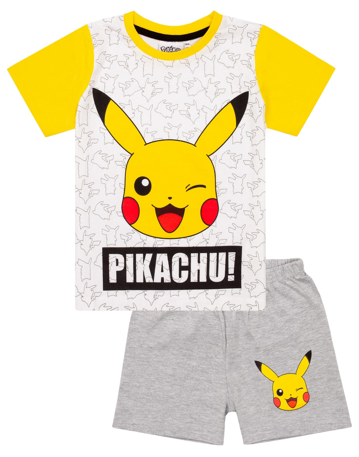Pokemon Short Sleeve Short Leg Pyjama Set | Boys White | Official Merch
