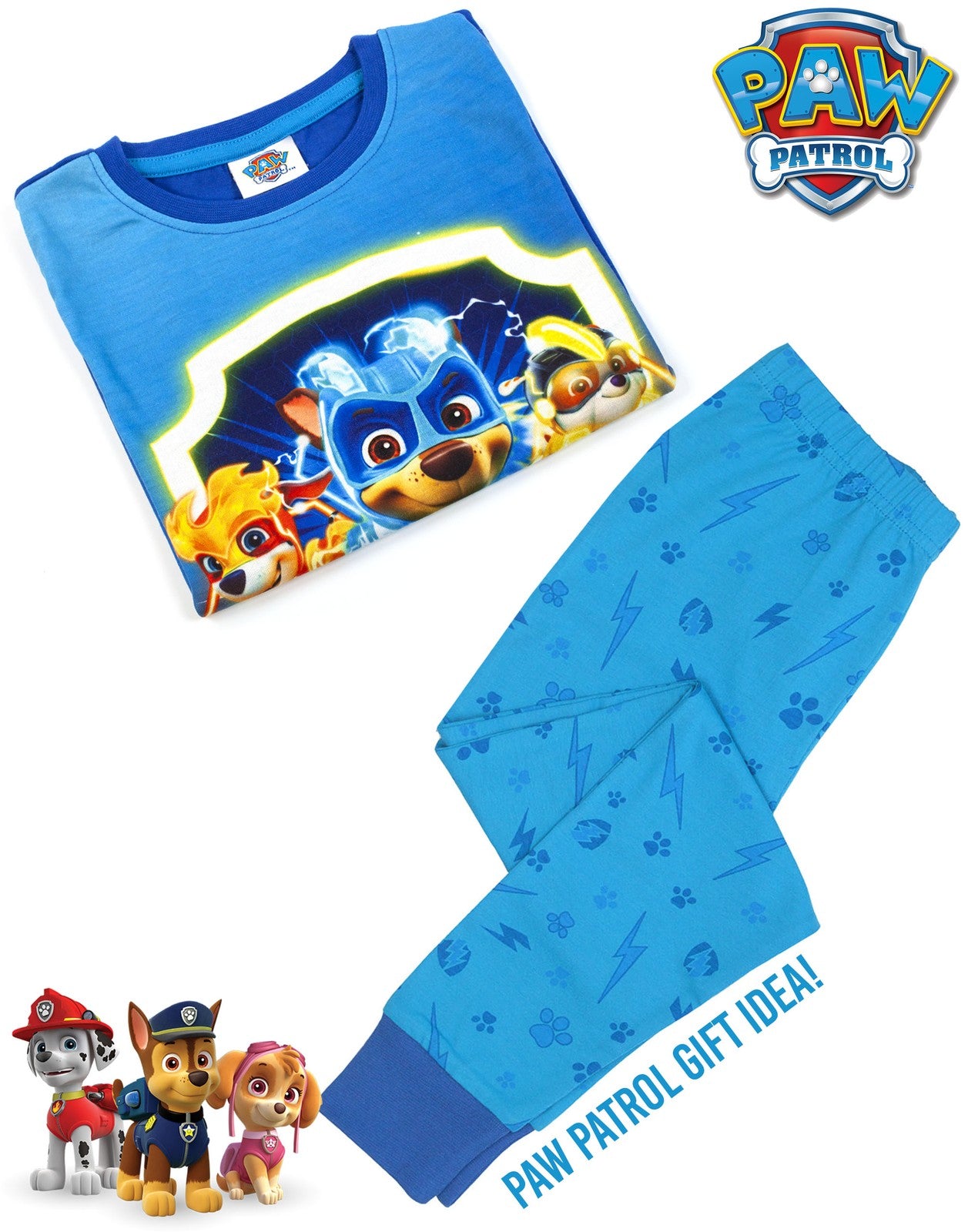 Paw Patrol Short Sleeve Long Leg Pyjama Set | Boys Blue | Official Merch