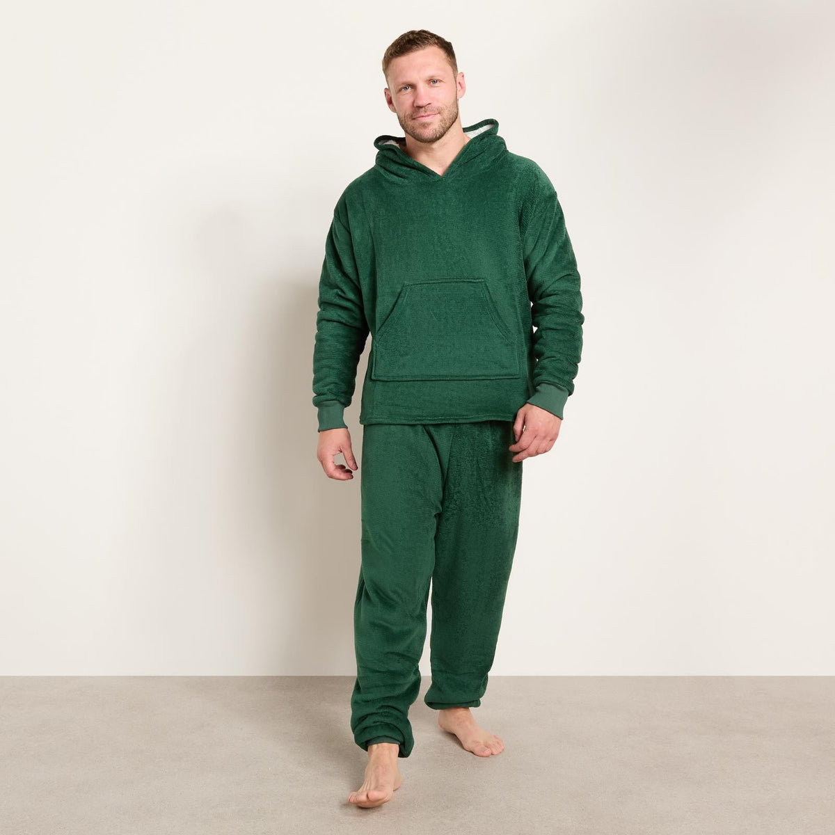 OHS Fleece Loungewear Set Coral Winter Sherpa Nightwear 2-Piece Hoodie Jogger