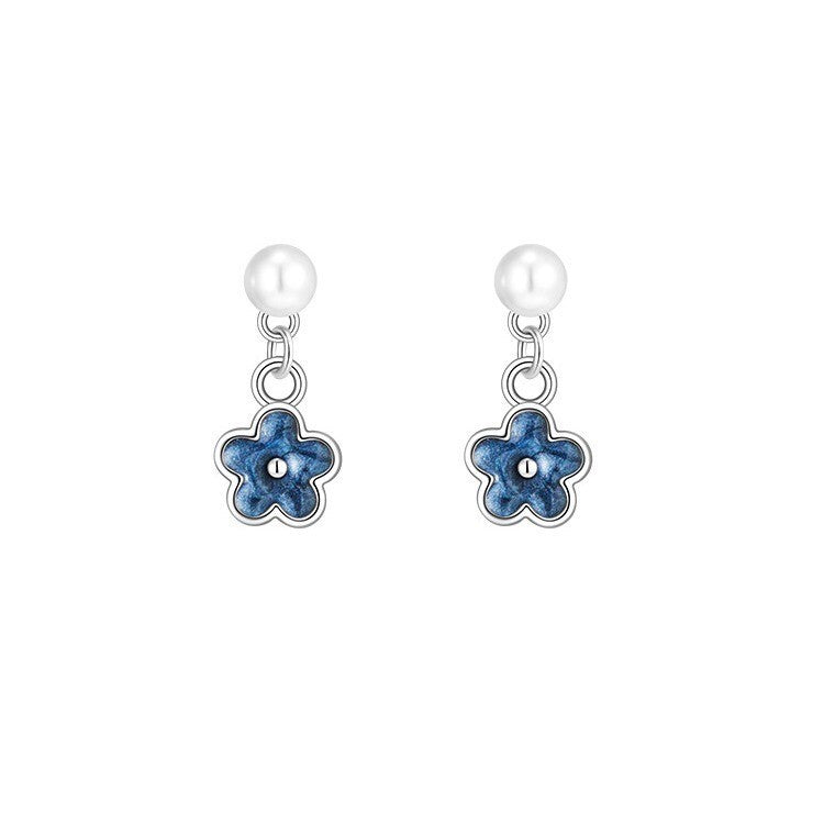 Women 925 Sterling Silver Flower Pearl Dangle Drop Stud Earrings Jewellery Gift