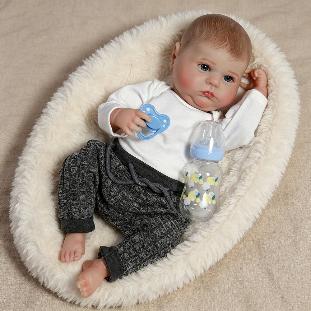 Realistic Reborn Newborn Baby Boy Dolls Full Body Vinyl Silicone Waterproof Doll