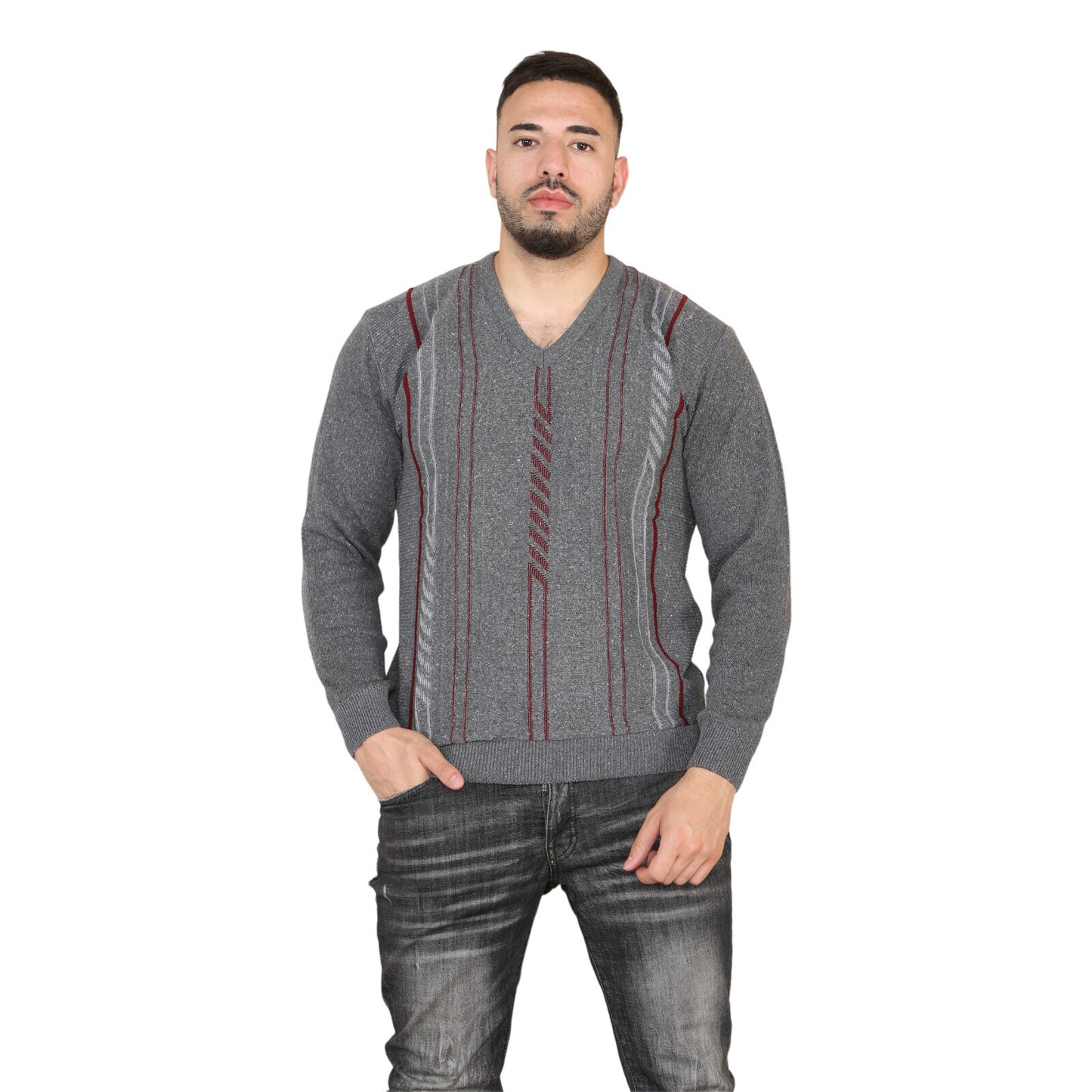MENS AZTEC PATTERN CARDIGAN ZIP POCKET THICK WINTER WARM SWEATER KNITTED JUMPER