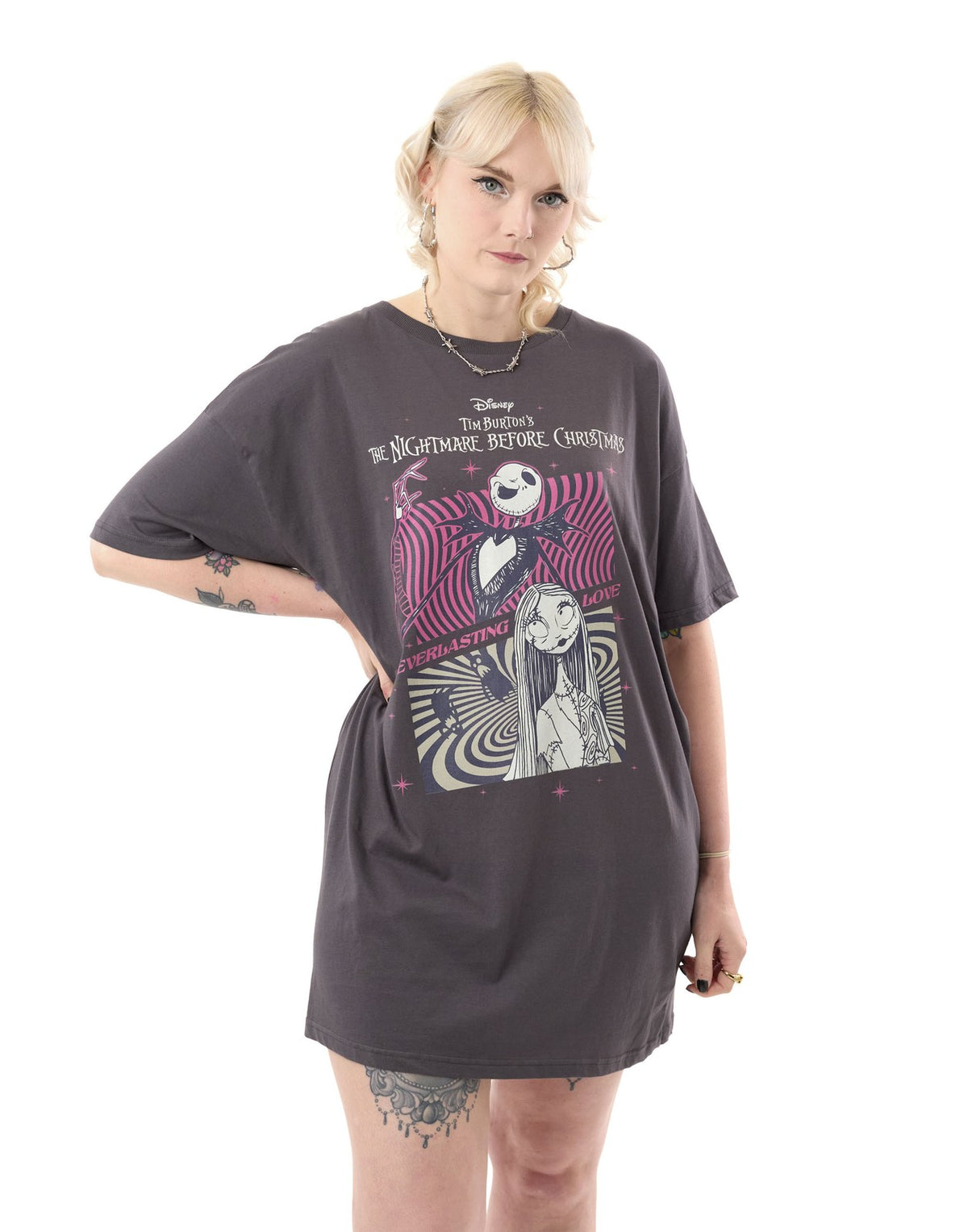 Disney Short Sleeved T-Shirt Dress | Womens Charcoal | Official Merch