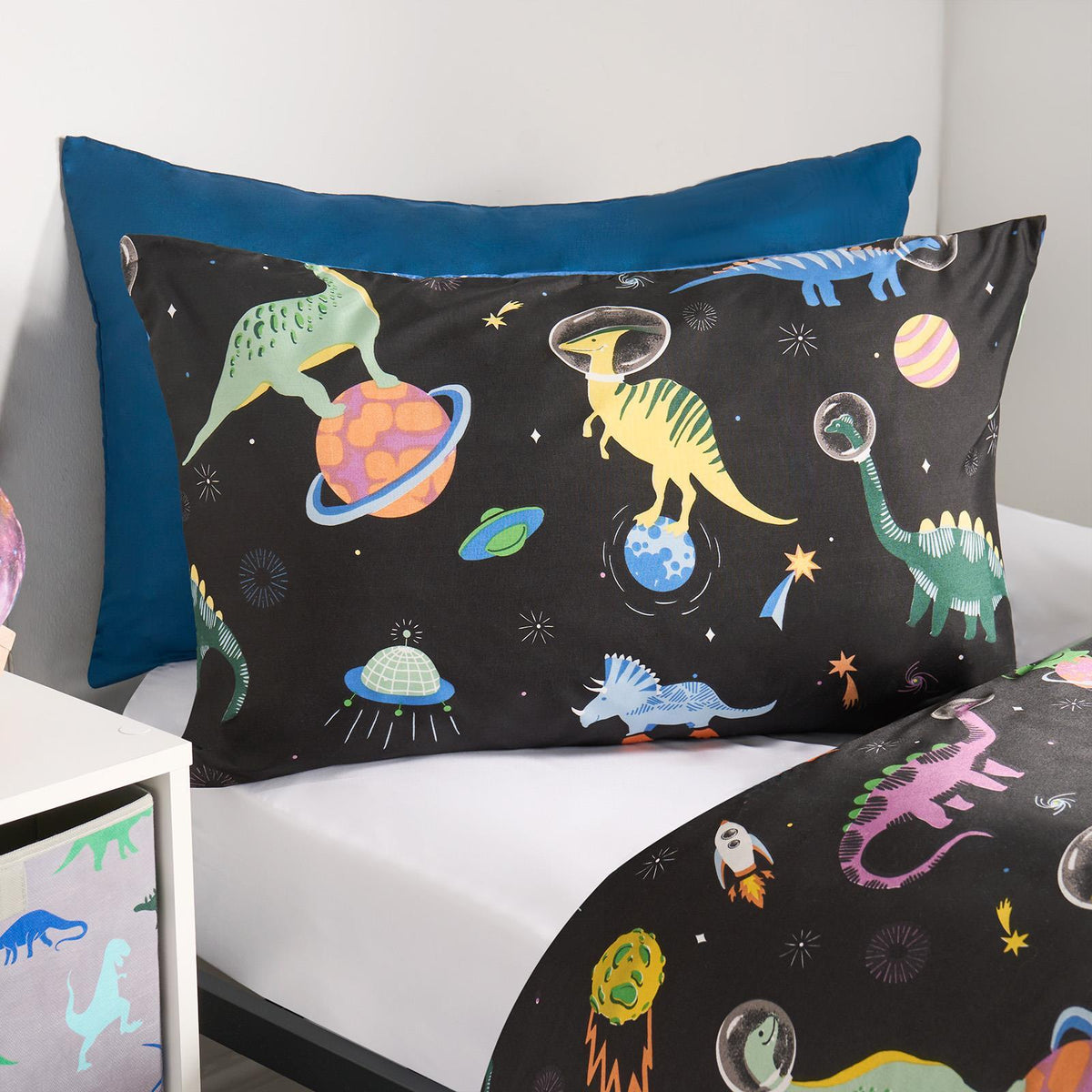 Space Duvet Cover Bedding Set Kids Pillowcases Dinosaur Soft Reversible Quilt