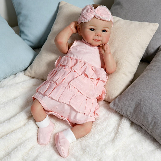 18" Reborn Baby Dolls Vinyl Silicone Handmade Realistic Newborn Girl Doll Gift