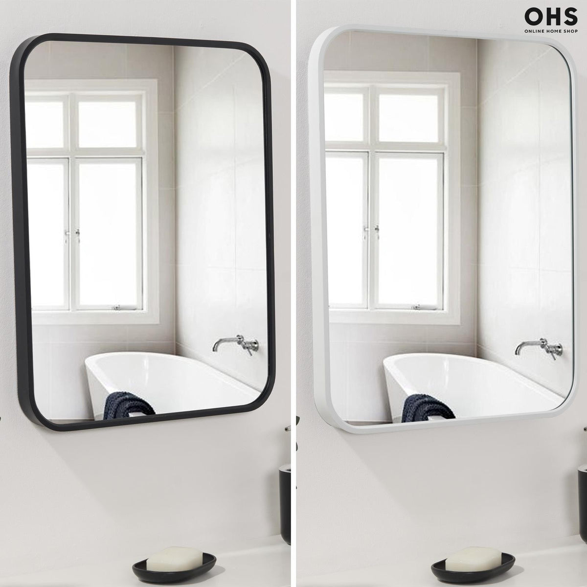 OHS Bathroom Mirror Metal Framed Vanity Wall Mounted Shower Home Decor