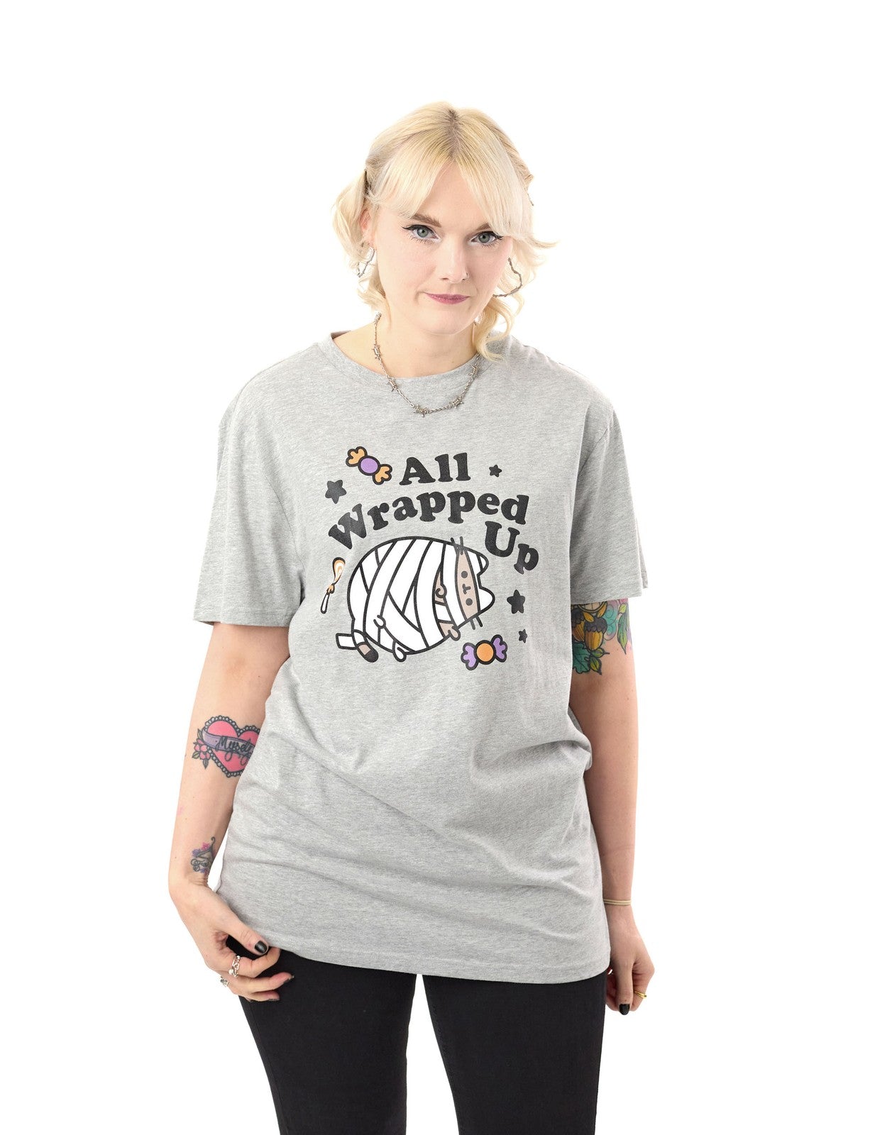 Pusheen Short Sleeved T-Shirt | Womens Grey Marl | Official Merch