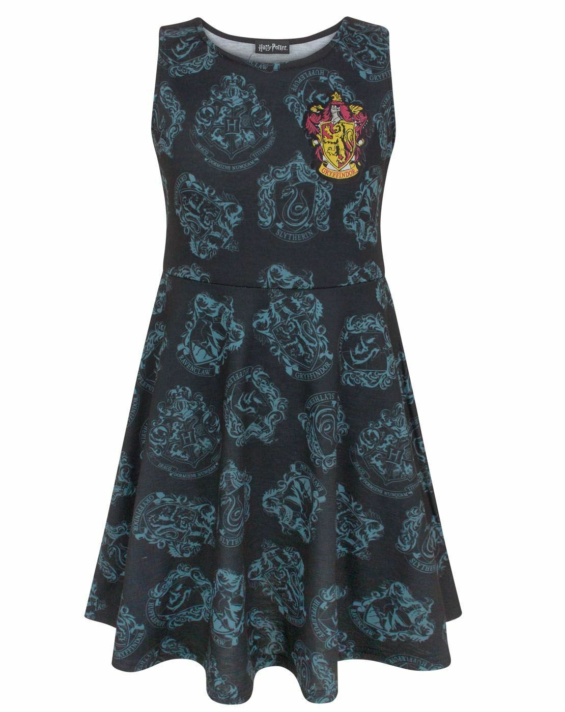 Harry Potter Sleeveless Skater Dress | Girls Black | Official Merch