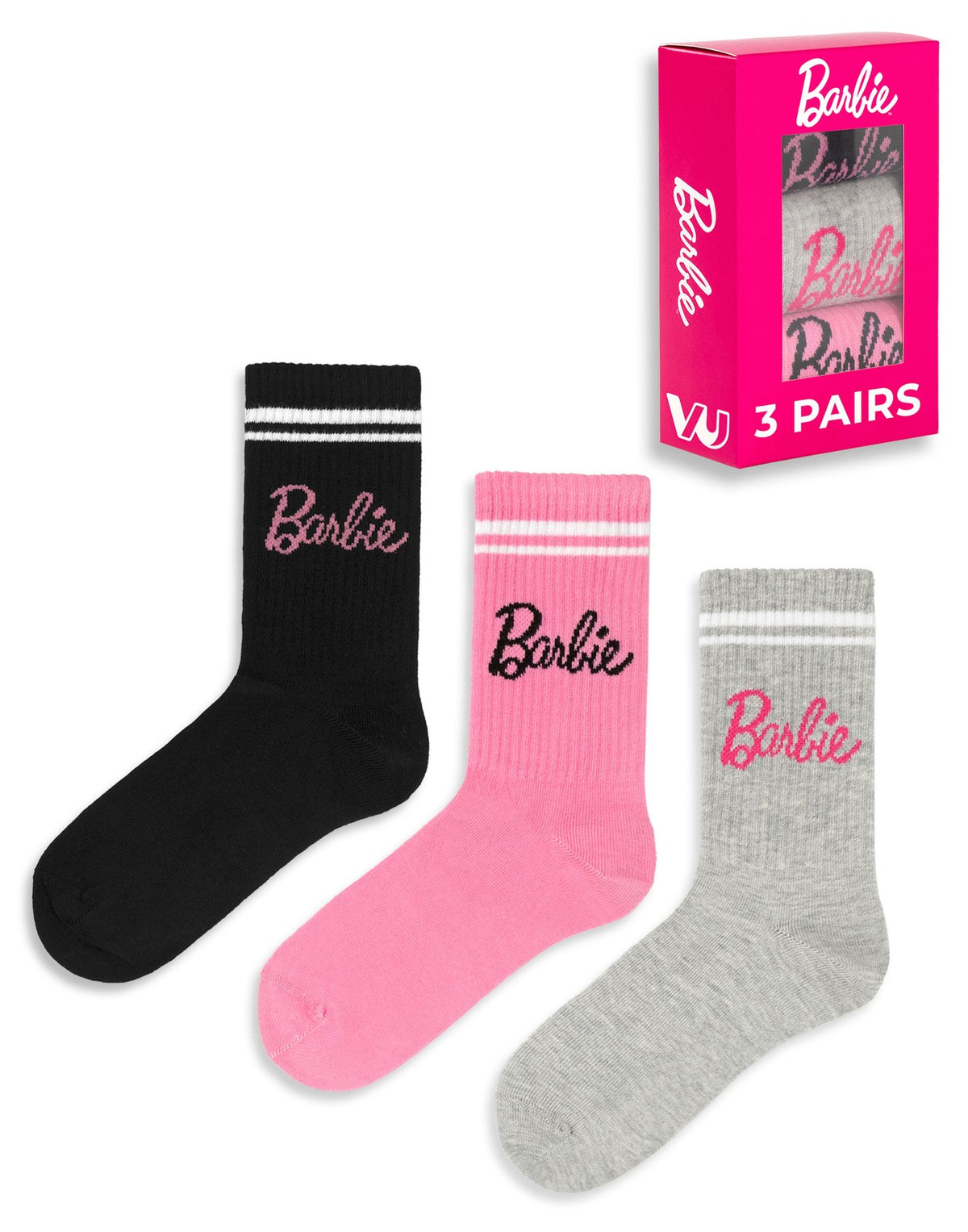 Barbie Calf Socks Set of 3 | Womens Pink | Official Merch