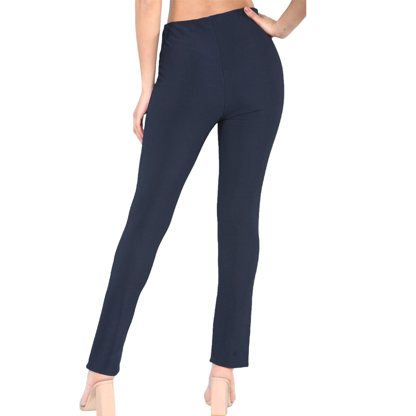 PACK OF 2 LADIES WOMENS STRAIGHT LEG RIBBED TROUSERS STRETCH PULL ON PANTS 8-26