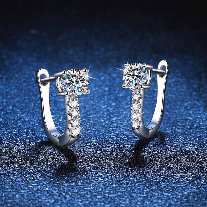 925 Sterling Silver Crystal Cubic Zirconia Elegant Hoop Earrings Women Jewellery