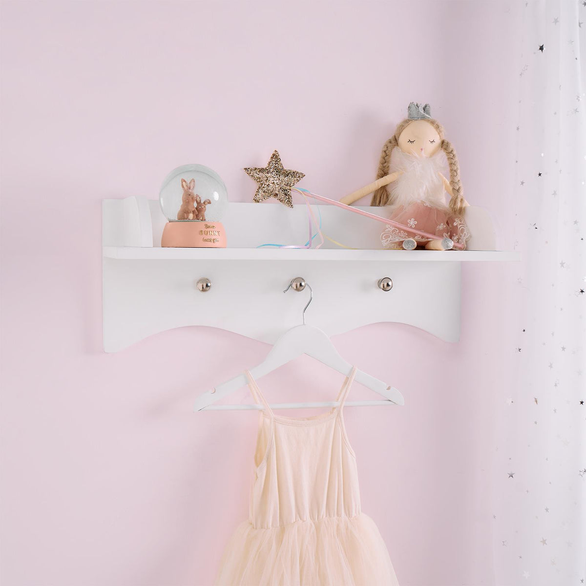 Kids Wall Shelf Hanger Hooks Decorative Organiser Shelving Bedroom Storage Rack