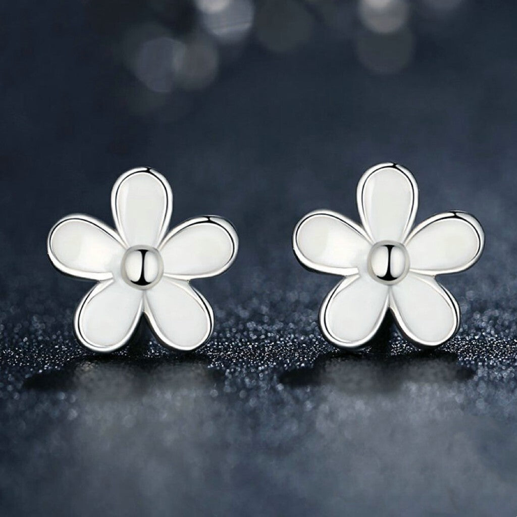925 Sterling Silver Lovely Flower Beauty Stud Earrings Women Jewellery Gift