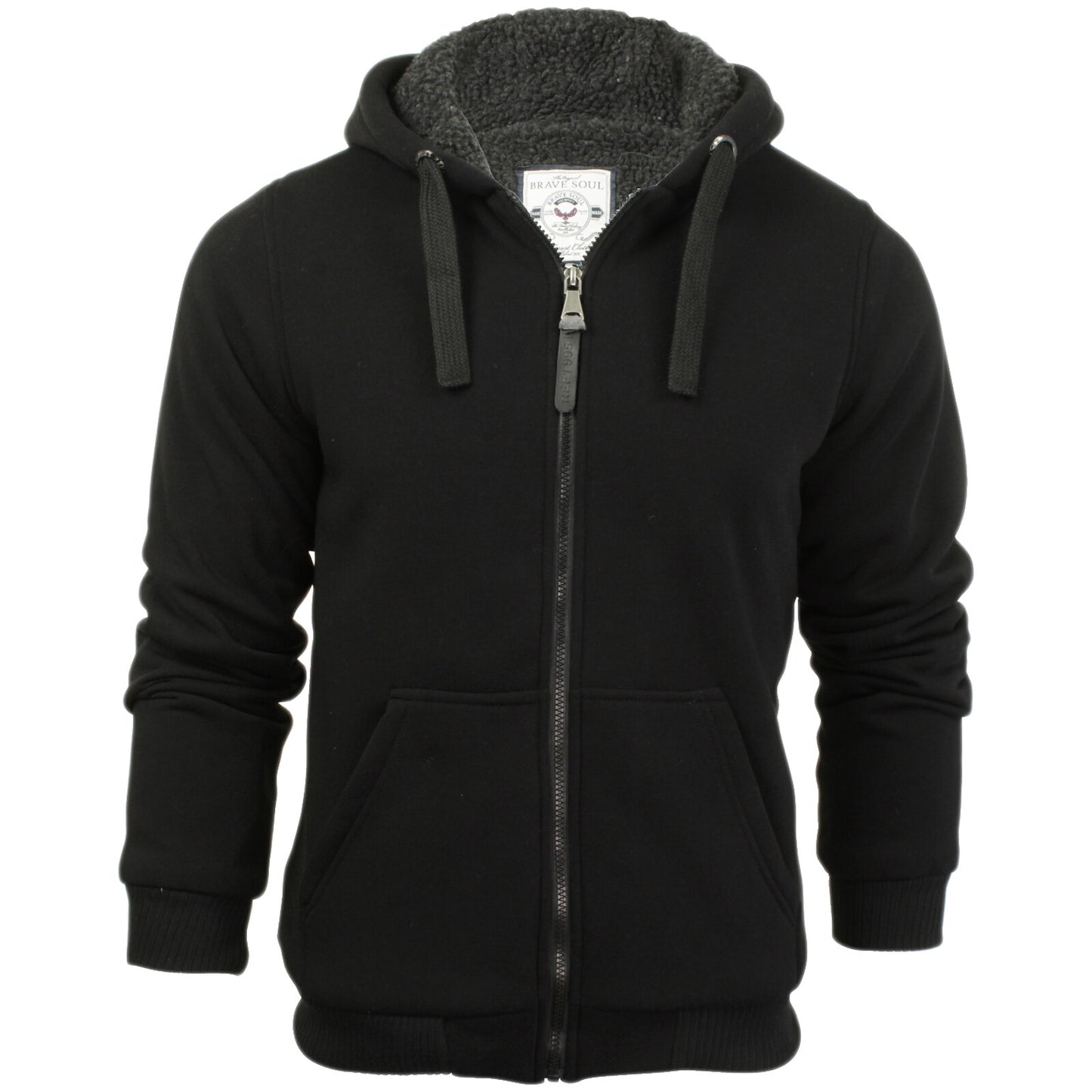 MENS HOODED PADDED SWEATSHIRT HOODY SHERPA FLEECE FUR LINED JUMPER JACKETS TOPS