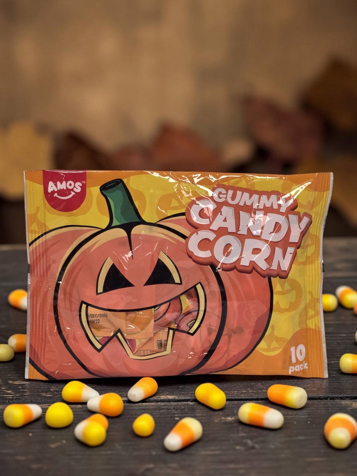 AMOS Gummy Candy Corn Halloween Sweets 10 Pack Trick or Treat Single or 2 Bags