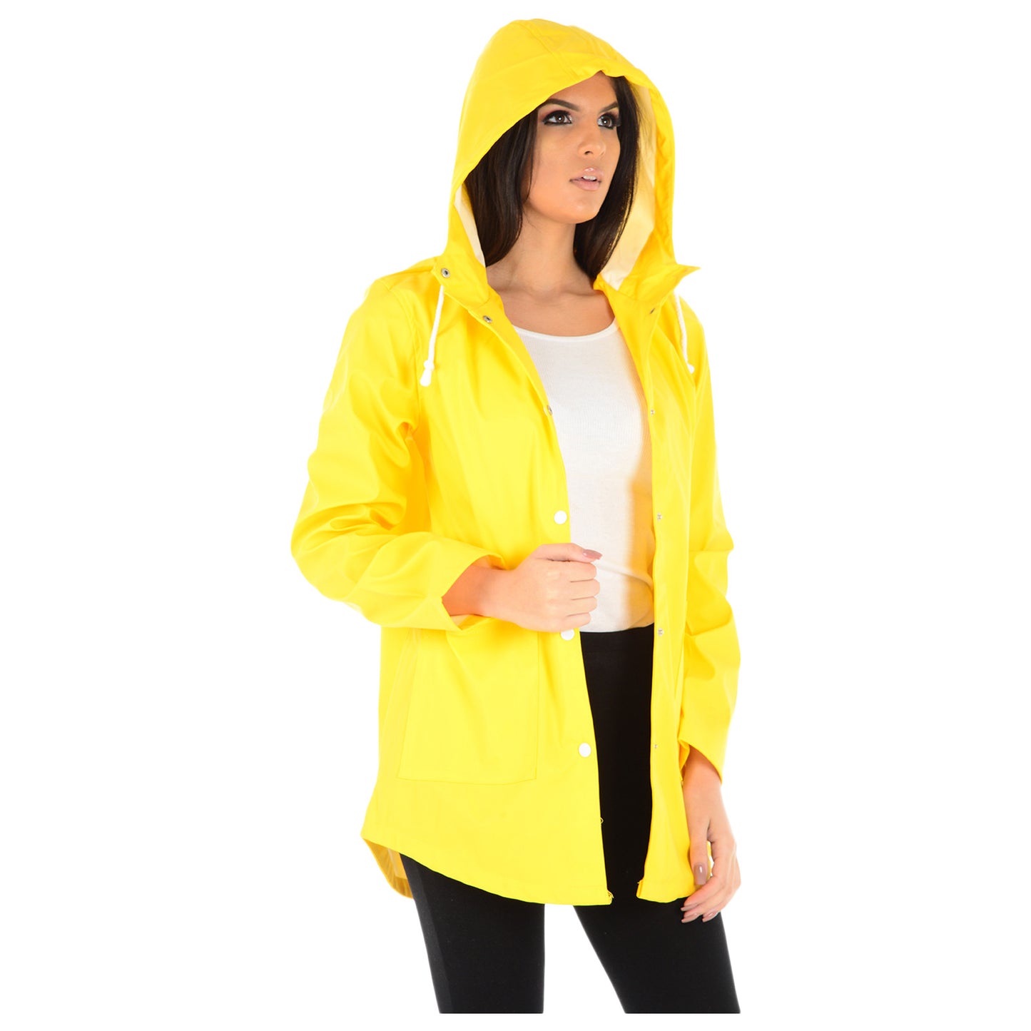 LADIES RAINCOAT WOMENS WATERPROOF FESTIVAL HOODED COAT PARKA RUBBERISED JACKET