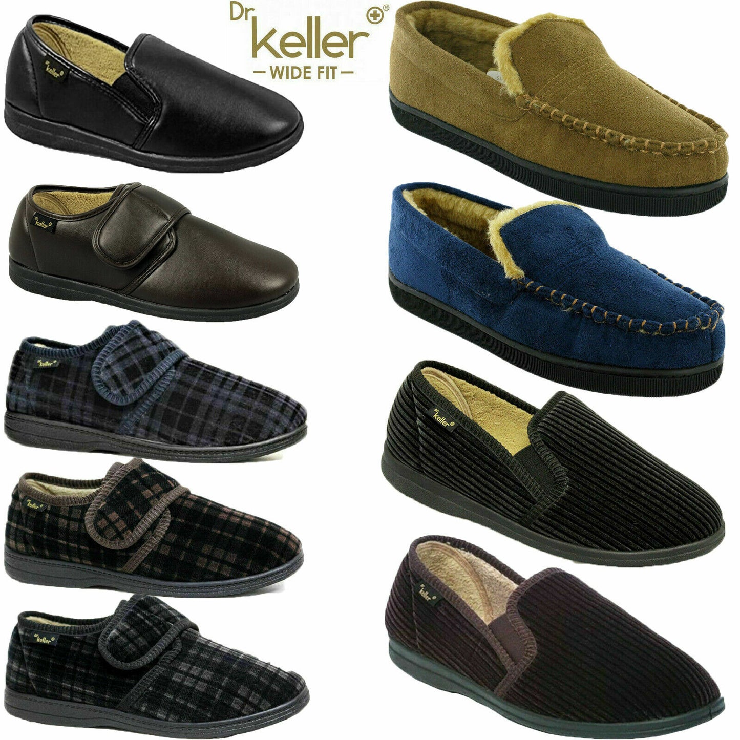 DR KELLER MENS SLIPPERS STRAP FLEECE UPPER WARM  CUSHIONED CASUAL SLIP ON SHOES