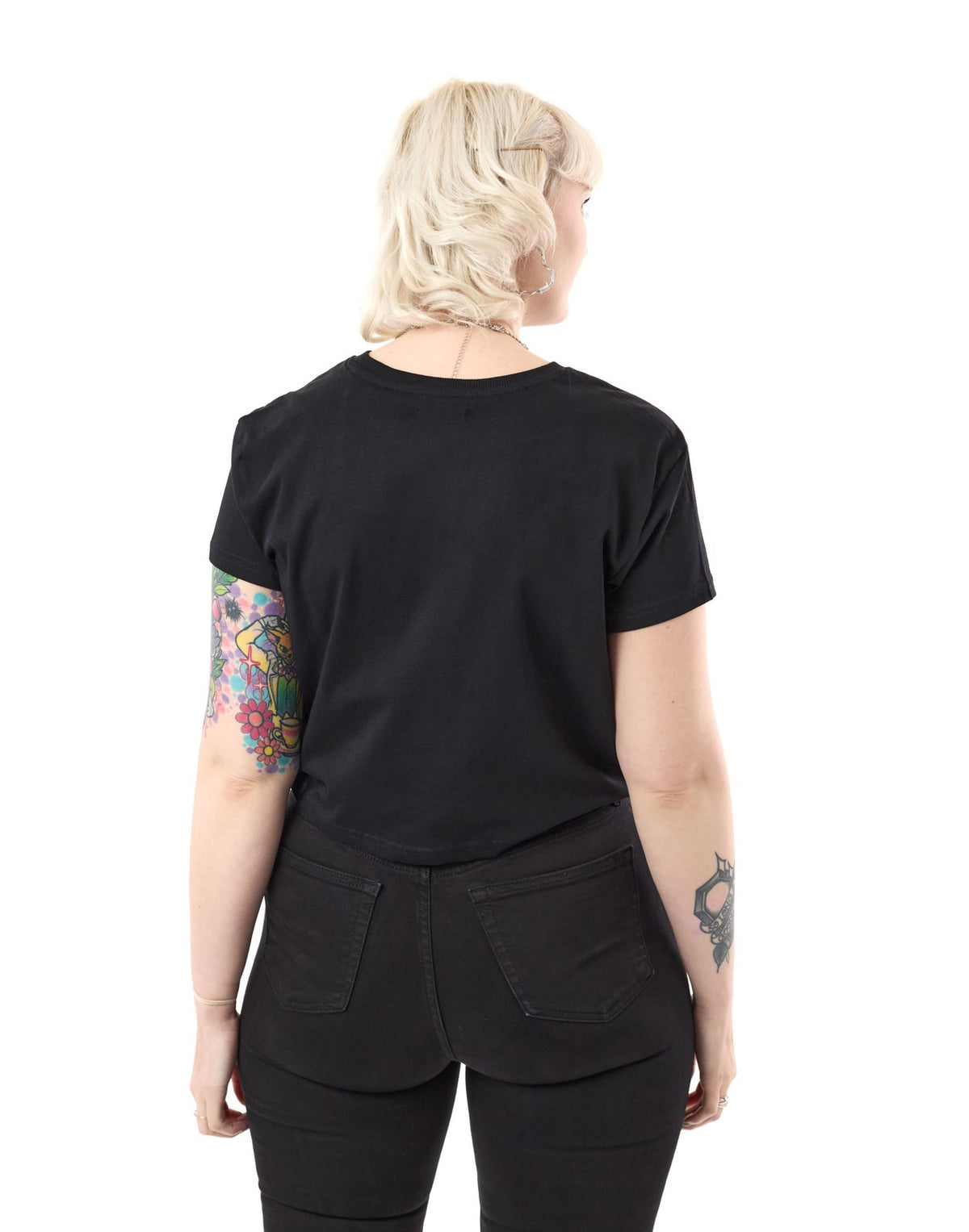 Annabelle Cropped Short Sleeved T-Shirt | Womens Black | Official Merch