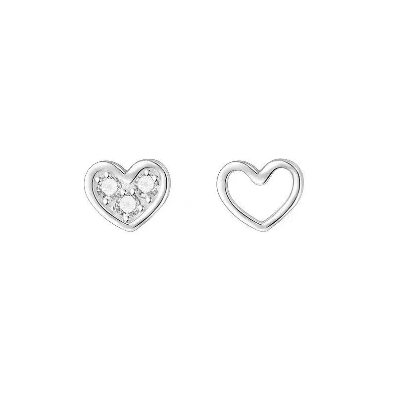 925 Sterling Silver Crystal Cute Heart Stud Earrings Jewellery Women Girls Gift