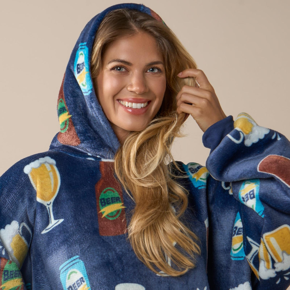 Beer Hoodie Blanket Sweatshirt Sherpa Fleece Oversized Jumper Throw Plush Warm