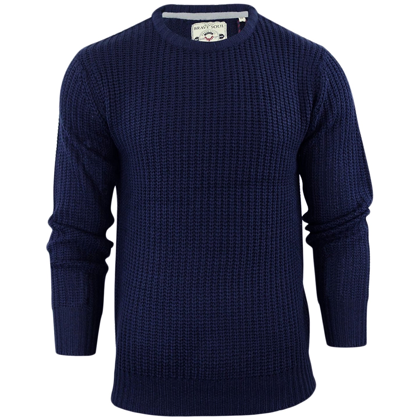 BRAVE SOUL MENS CREW NECK JUMPERS CHUNKY CABLE KNIT PULLOVER WINTER SWEATERS TOP