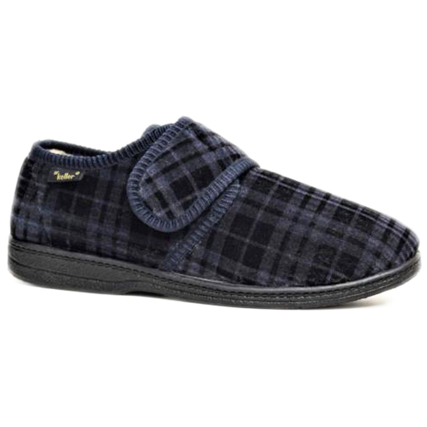 DR KELLER MENS SLIPPERS STRAP FLEECE UPPER WARM  CUSHIONED CASUAL SLIP ON SHOES