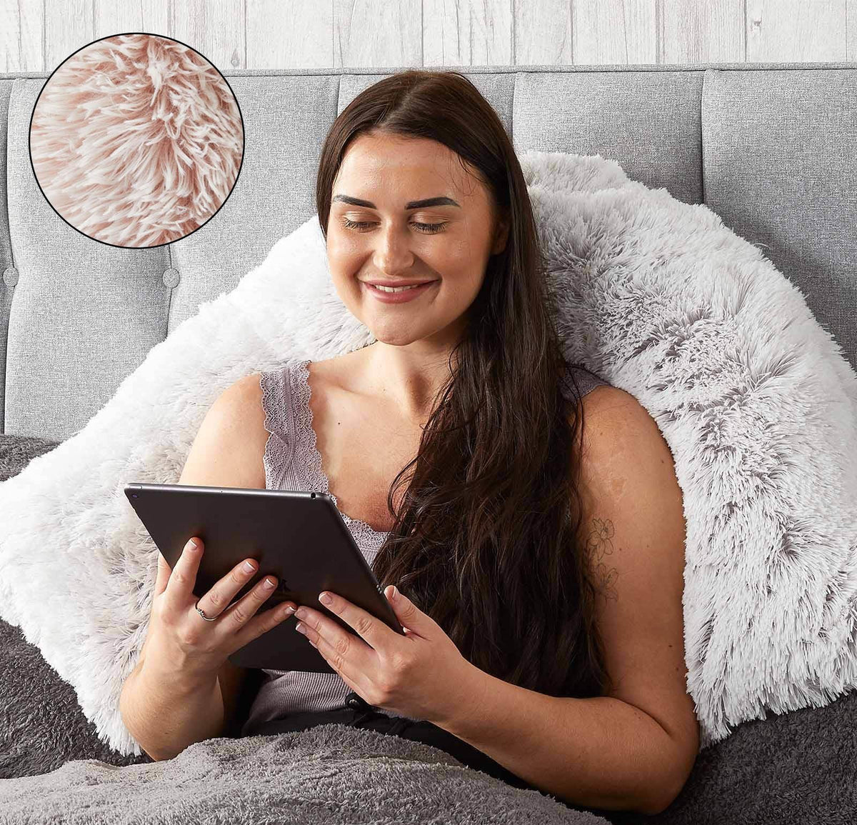 OHS Fluffy V-Shaped Pillow Filled Cushion Body Neck Support Orthopaedic