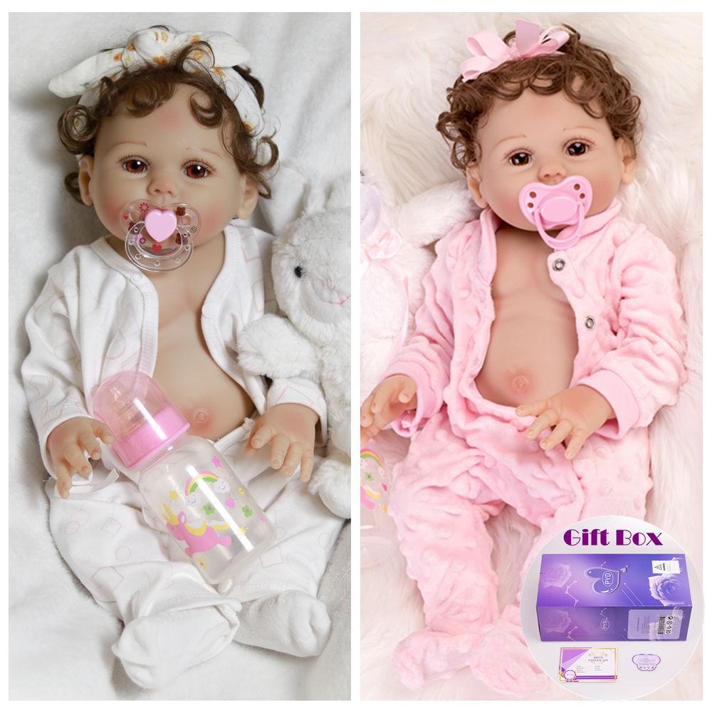Full Body Vinyl Silicone Reborn Dolls Lifelike Baby Twins Newborn Baby Girl Gift
