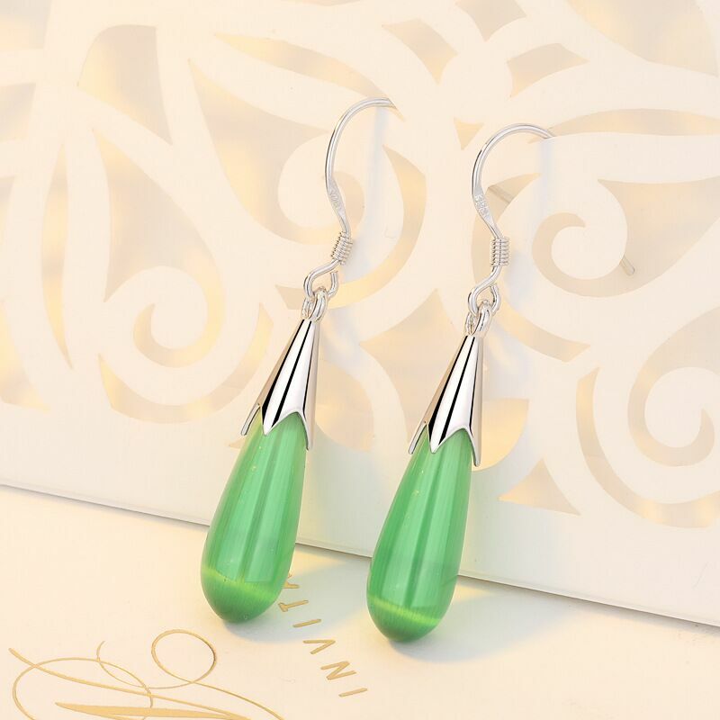 Womens Moonstone Opal Drop Hook Earrings 925 Sterling Silver Jewellery Gift UK