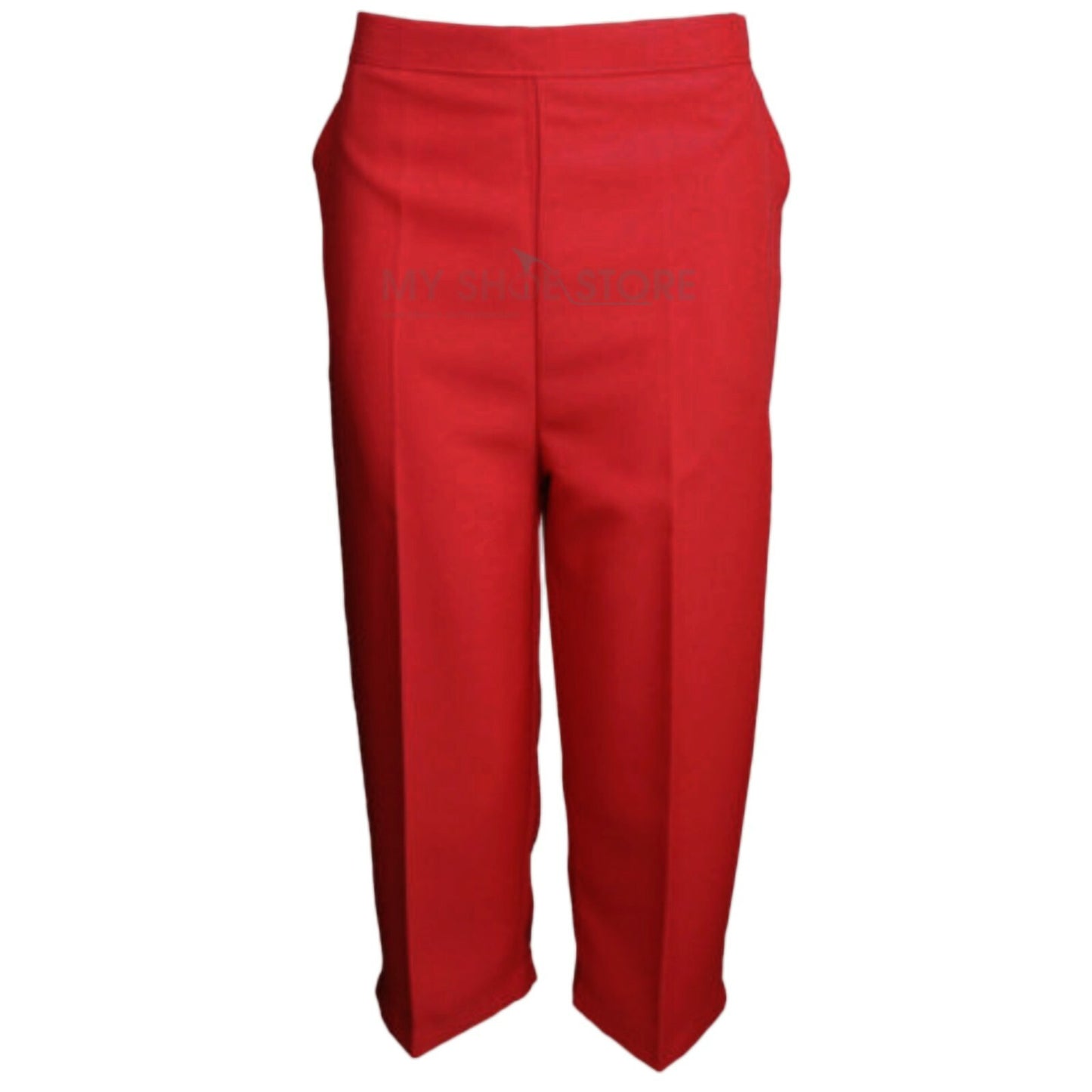 3/4 LENGTH WOMENS LADIES STRETCH ELASTICATED WAIST PLAIN PANTS CROPPED TROUSERS