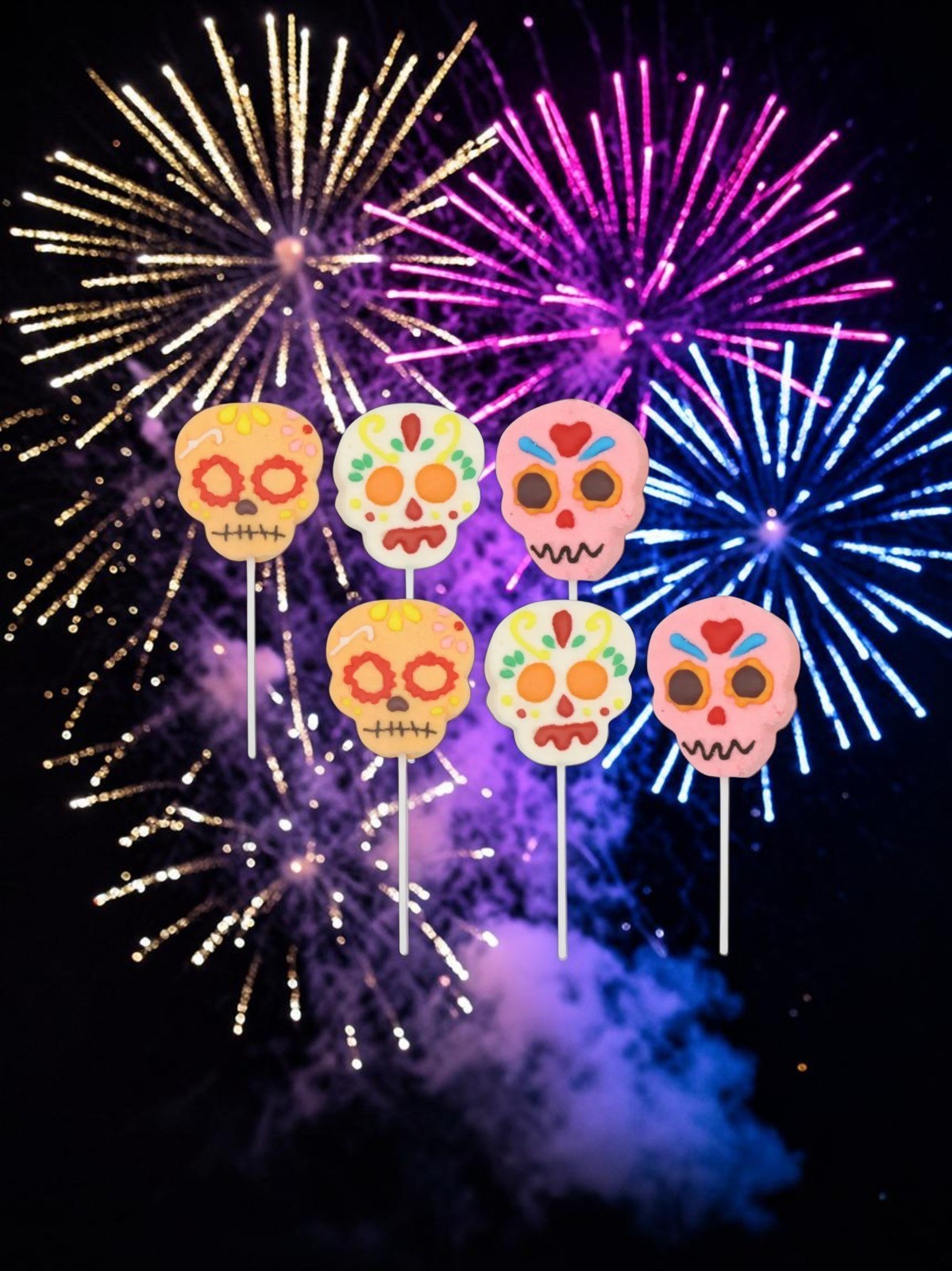 Skull Mallow Lollipops Halloween Fruit Flavoured Sweets 35g each 3, 6 or 12 Pack