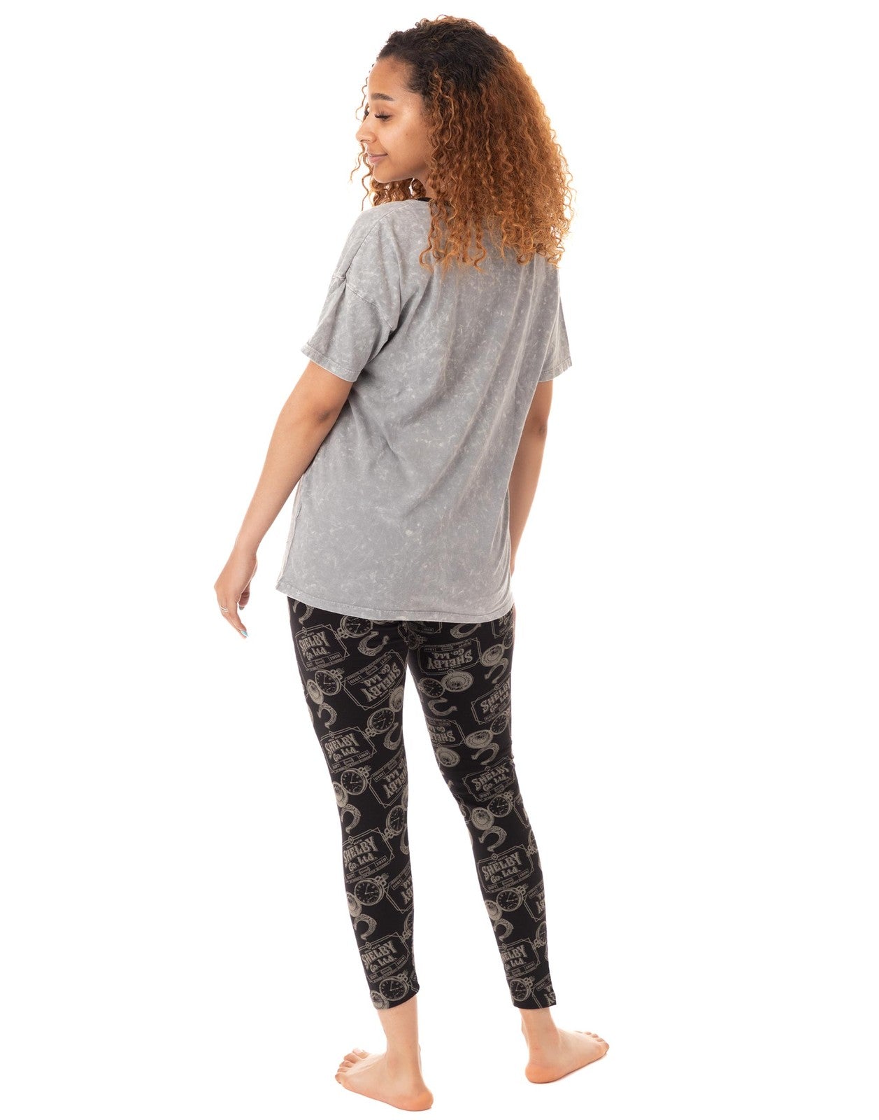 Peaky Blinders Short Sleeve Long Leg Pyjama Set | Womens Grey | Official Merch