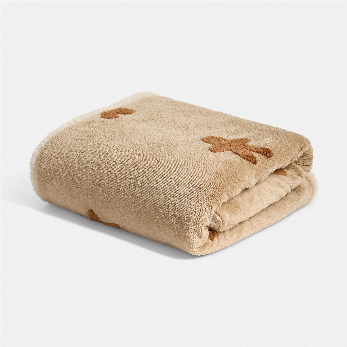 OHS Tufted Gingerbread Throw Super Soft Fleece Xmas Blanket Winter Bedspread