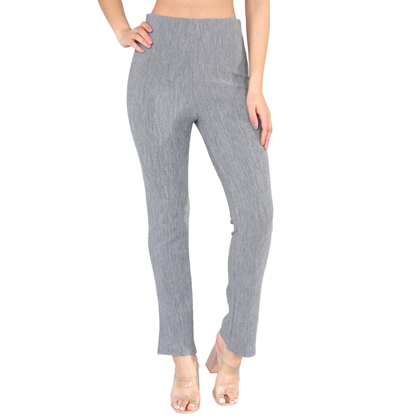 PACK OF 2 WOMENS BOOTLEG TROUSERS LADIES ELASTICATED WAIST RIBBED PANTS BOTTOMS