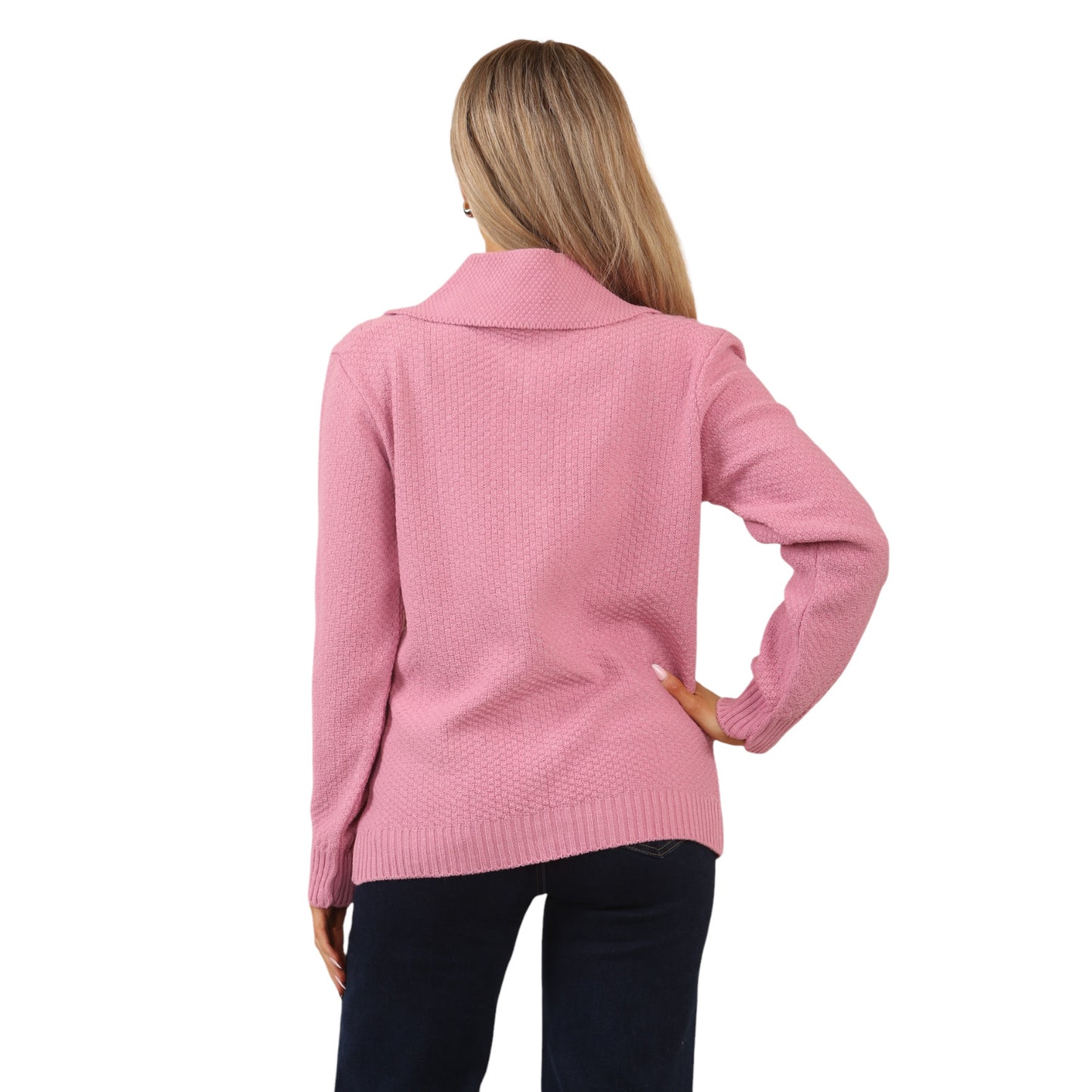 WOMENS ZIP UP CARDIGAN LADIES DIAMOND CABLE KNIT LONG SLEEVES SWEATER TOP JUMPER