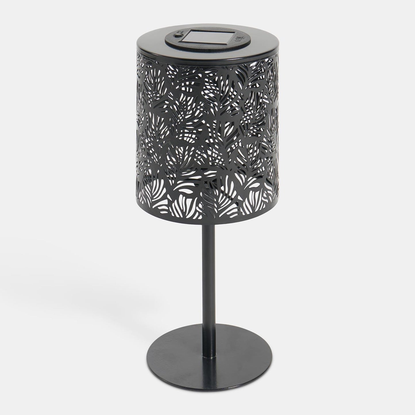OHS Solar Table Lamp Carved Metal Cordless Outdoor Garden Light Dusk Sensor