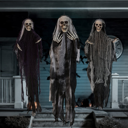 3 Pack Hanging Halloween Skeleton Ghosts Decorations 3/4.6 FT for Best Halloween