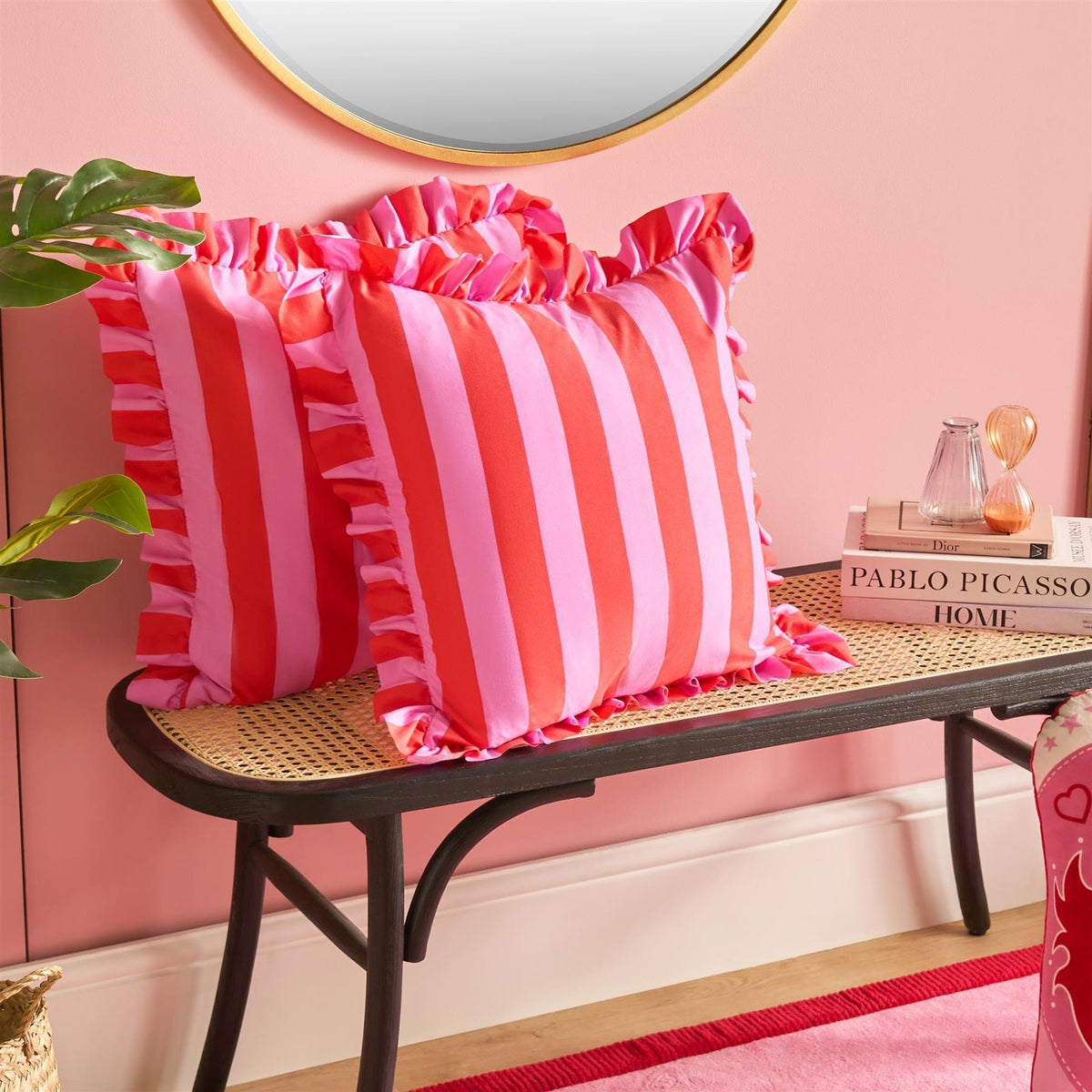 OHS Stripe Frill Cushion Covers Microfibre Square Pillowcases Home Decor
