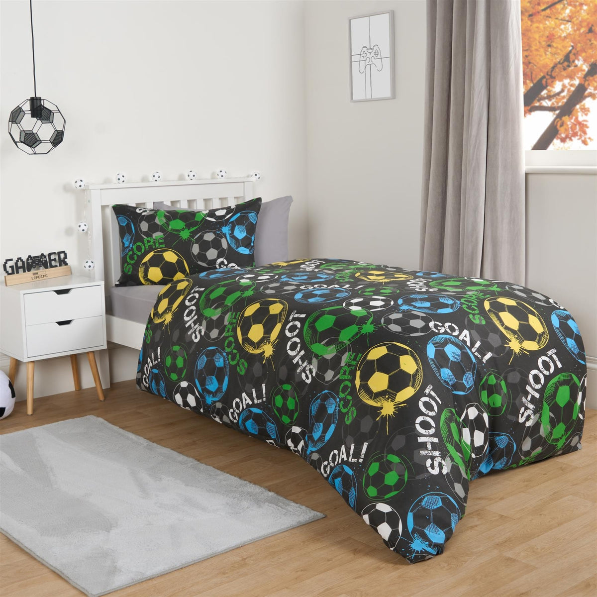Football Duvet Cover Quilt Bedding Set Pillowcase Reversible Kids Single Double