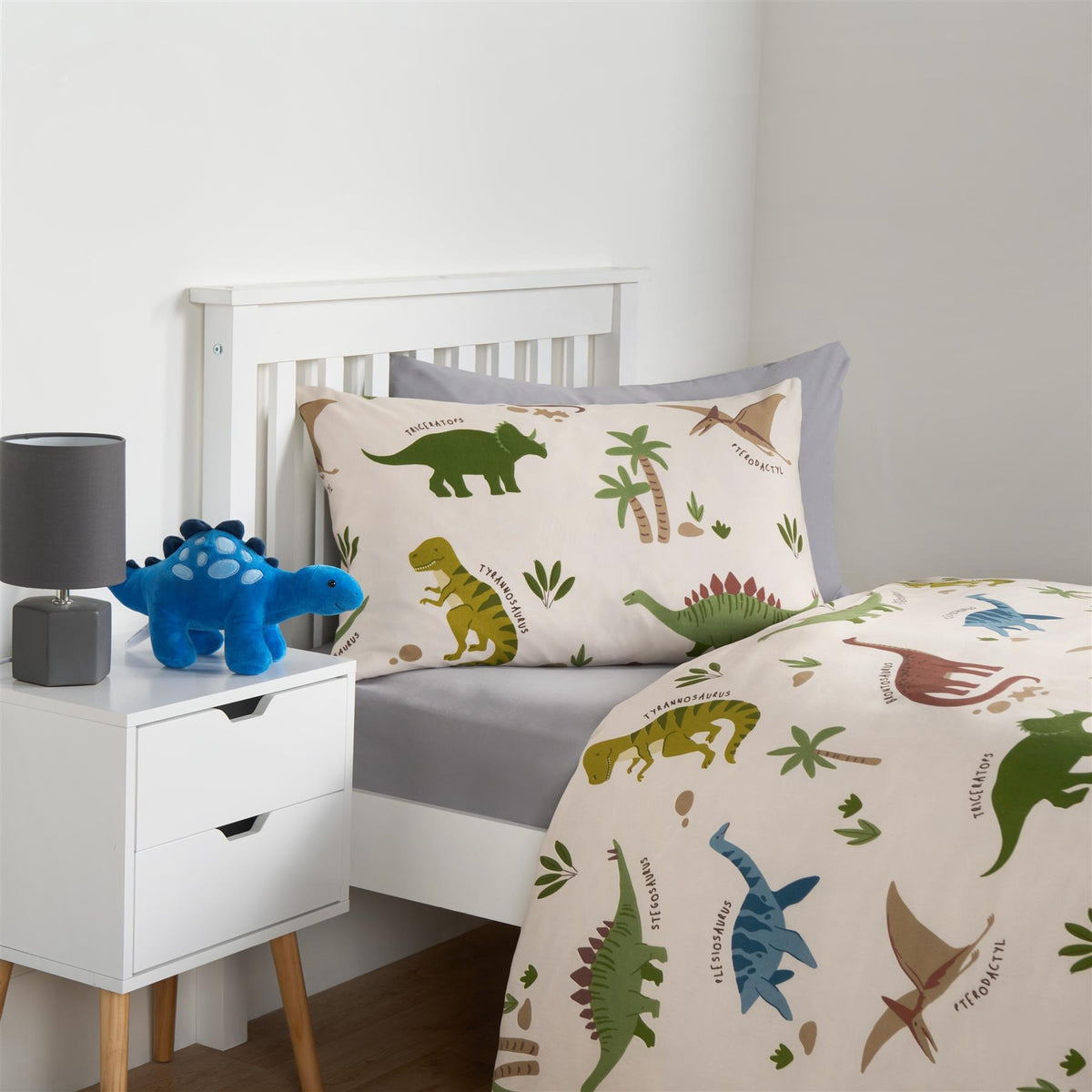 Dino Duvet Cover Bedding Set Reversible with Pillowcase Quilt Junior Single