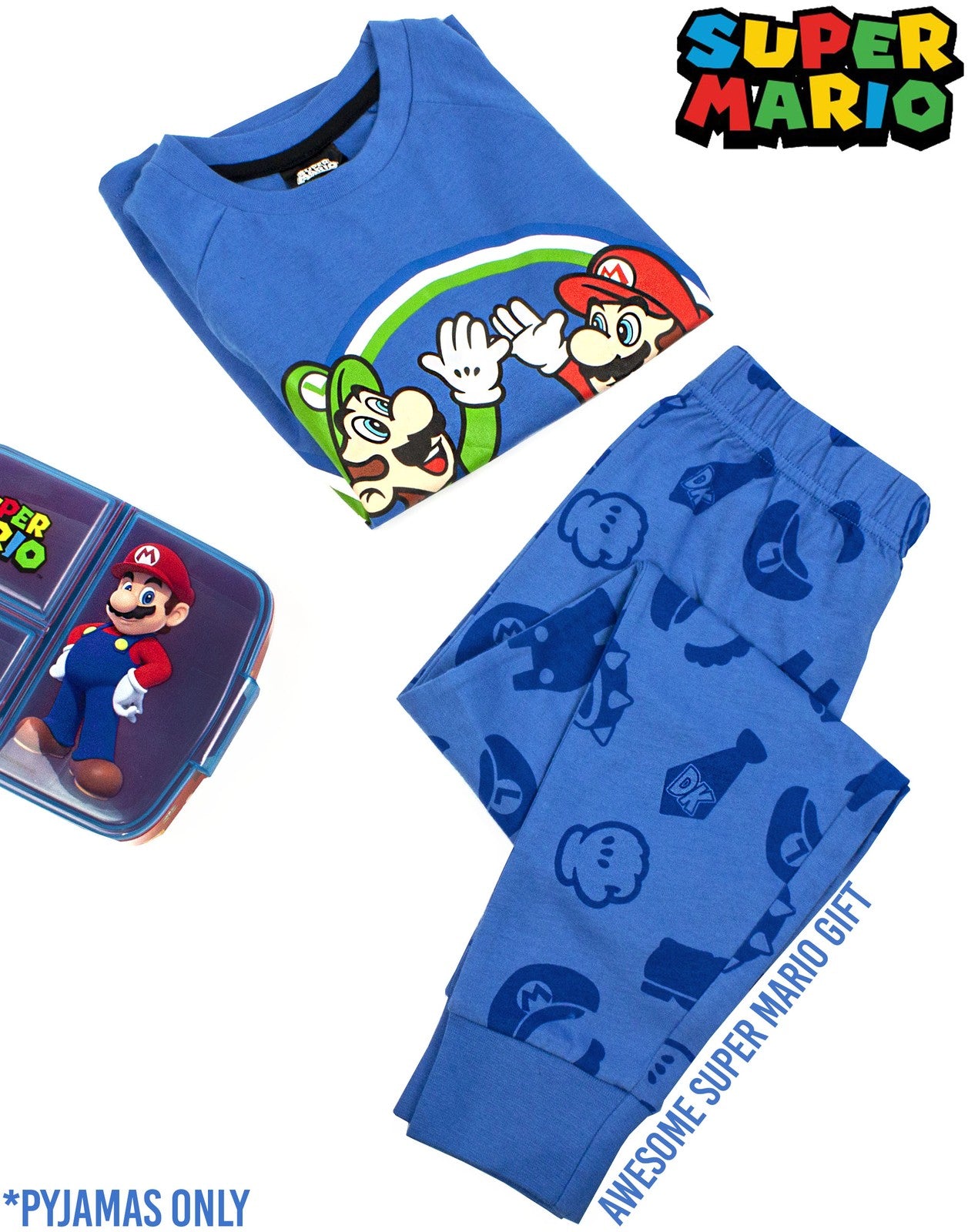 Nintendo Long Sleeve Long Leg Pyjama Set | Boys Blue | Official Merch