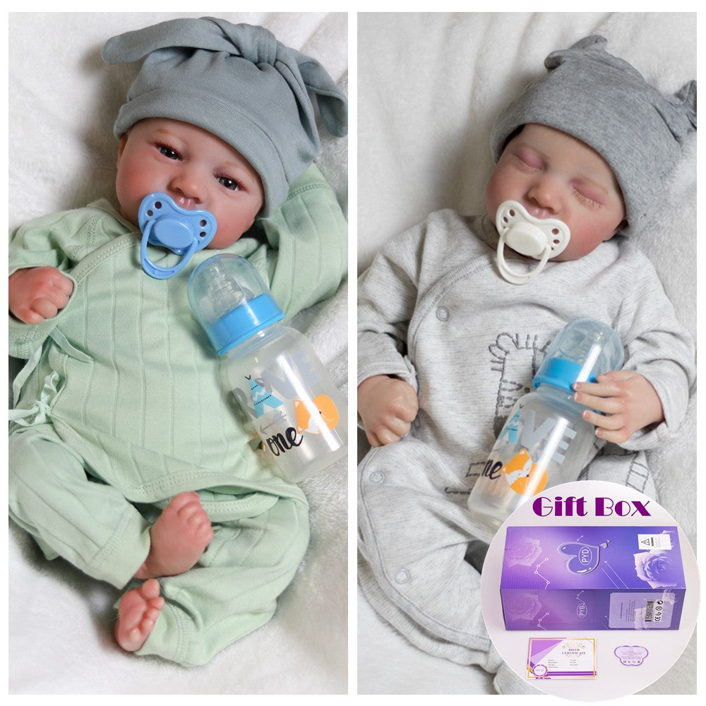 18" Realistic Reborn Baby Twins Handmade Newborn Boy Doll Lifelike Babies Dolls