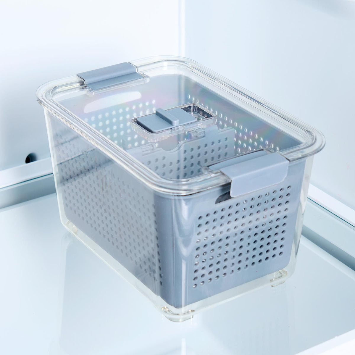 OHS Fridge Container with Lid BPA Free Plastic Food Storage Removable Basket