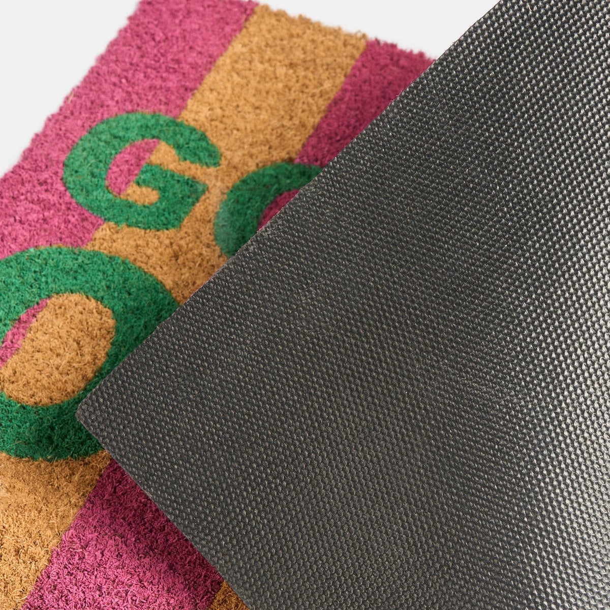 OHS Striped Doormat Hello Goodbye Slogan Non Slip Indoor Outdoor Coir Door Rug