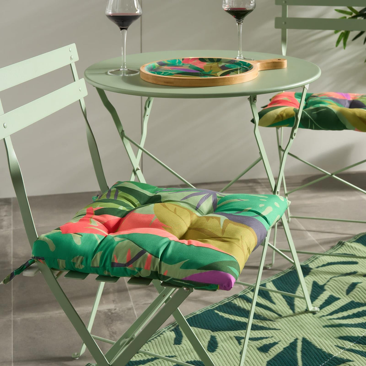 OHS Seat Pads 2 Water Resistant Outdoor Cushions Garden Chair Covers Ties