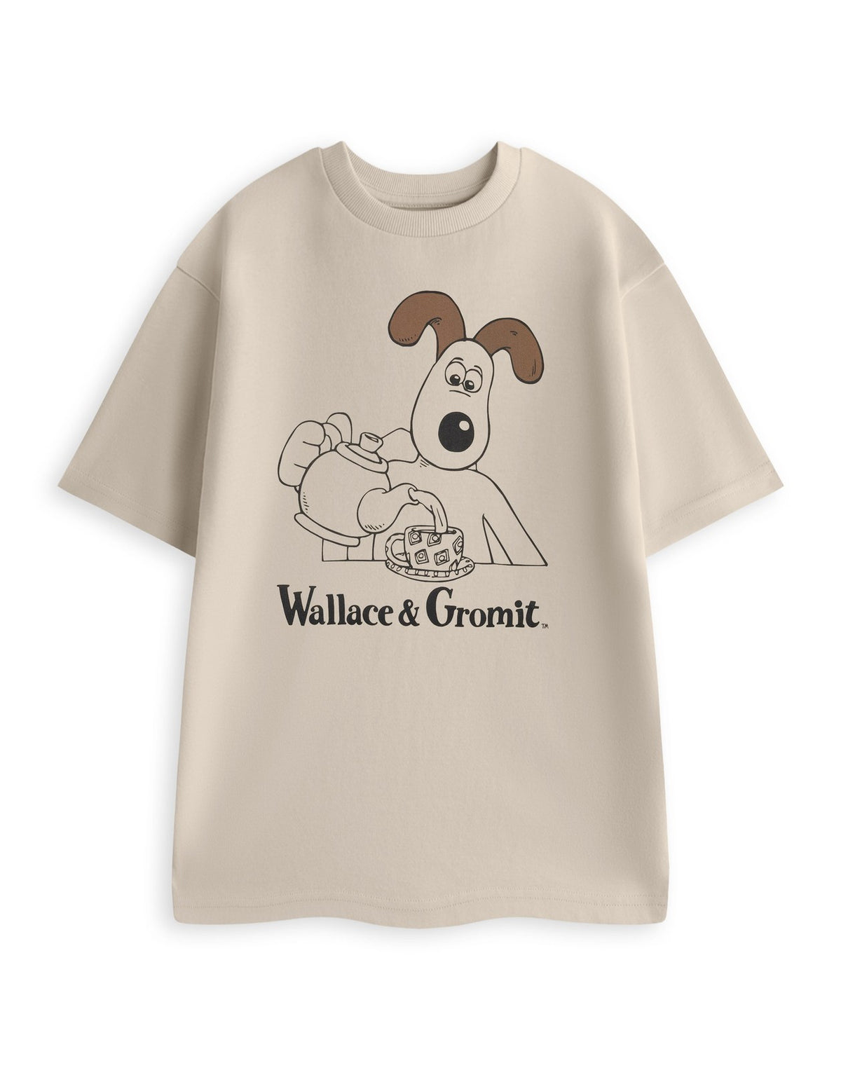 Wallace And Gromit Short Sleeved T-Shirt | Mens Oatmeal | Official Merch