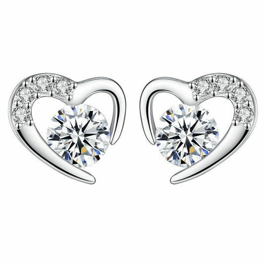 Womens Girls 925 Sterling Silver Crystal Stone Stud Earrings Jewellery Gift UK