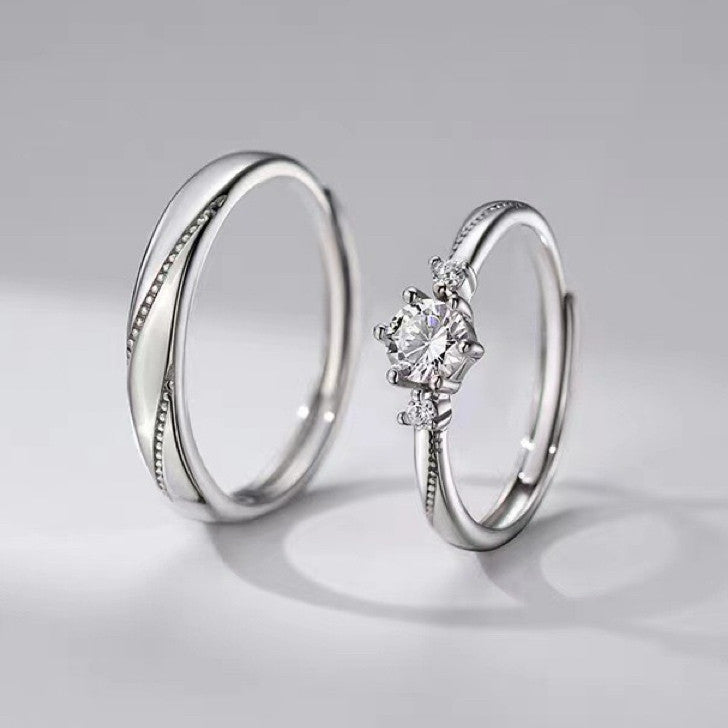 925 Sterling Silver Crystal Stone Adjustable Ring Women Girls Jewellery Gift UK